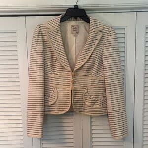 Nanette Lepore Cream and Black Striped Blazer